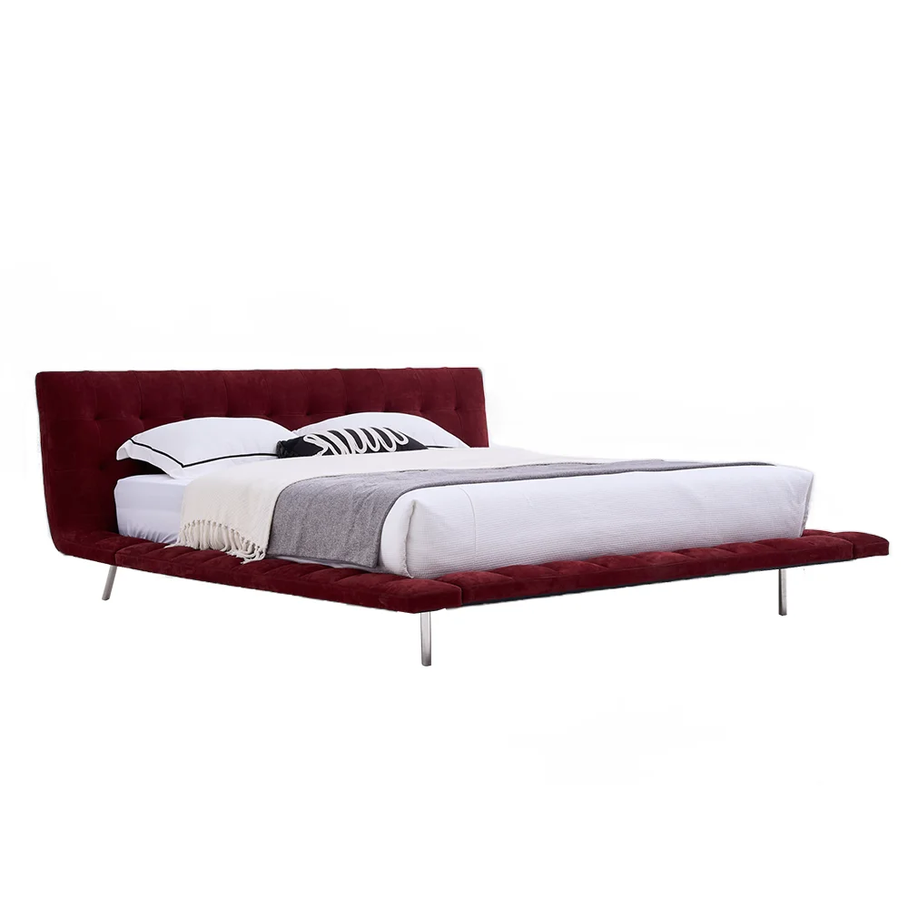 

European Minimalist Design Leather Bed Ultra-Fine Fiber Soft Sponge Steel Wood Skeleton Modern Home Bedroom Hotel