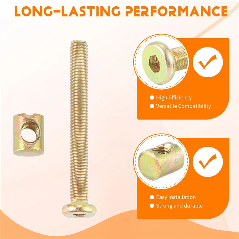 F-T Винты с шестигранной головкой под торцевой ключ Болты Мебельный болт с резьбой M 6X55 мм Бочковые гайки Крестообразный дюбель с прорезями Мебельная гайка для