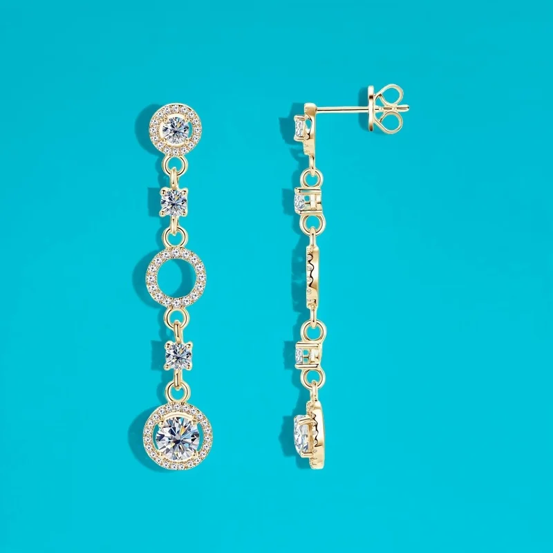 1ct Vintage European Moissanite Hoop Earrings GBA Certified Free Gift Box Fringe Hollow Round Stylish Trendy Jewelry for Women