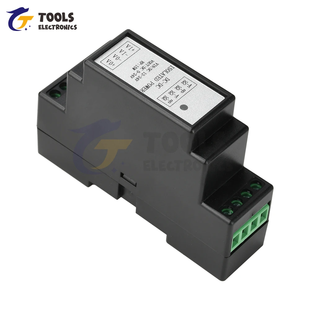 Zasilacz DC-DC na szynę DIN, izolowany, regulowany, wejście 12-24V, wyjście 0-24V, obsługa Modbus RS485, przemysłowy.