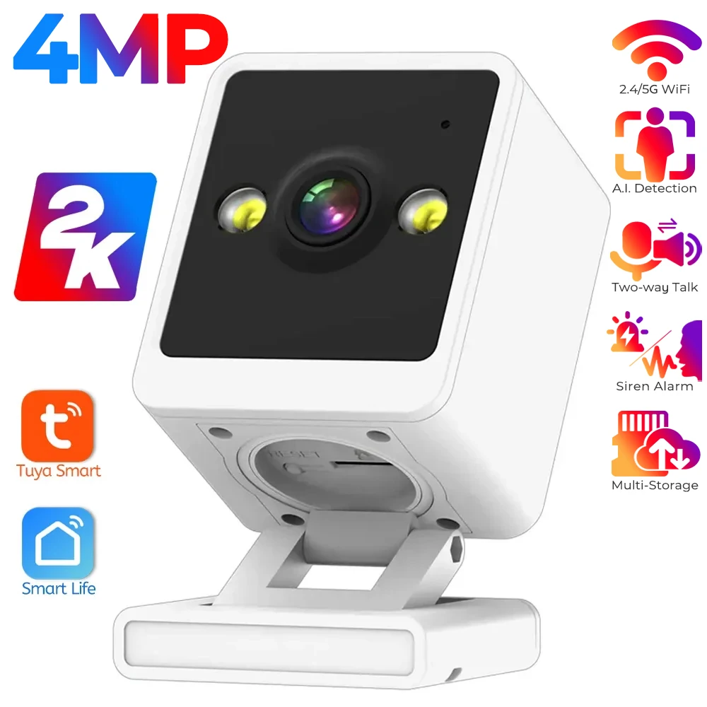 

Tuya 4MP Mini Cube Camera Indoor Tinny WiFi Camera 2-way Talk Night Vision Human Detect SD Card Recording Playback Small Cameras