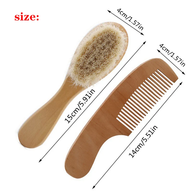 2pcs Wooden Baby Hair Brush Comb Soft Baby Bath Brush Clean Hair Body Gentlely Baby Protect Shower Baby Wash Care Tool