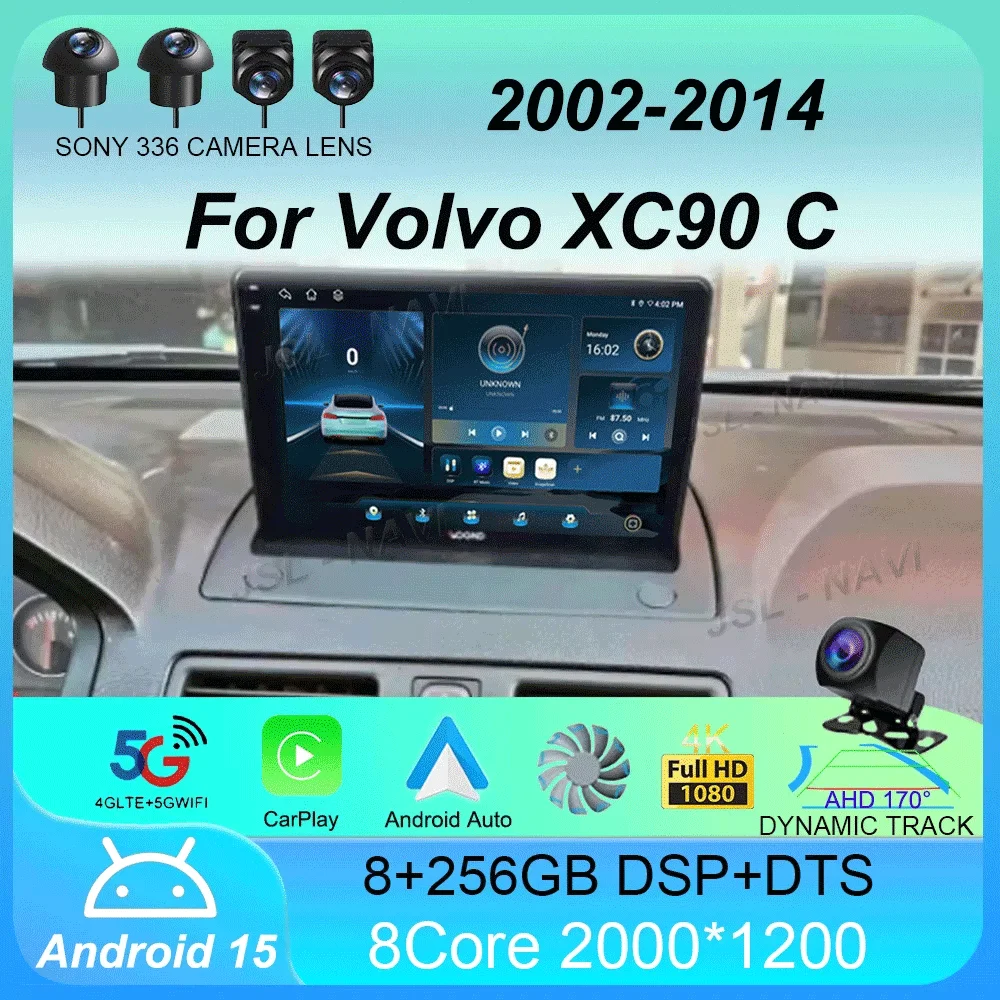 

Android 15 For Volvo XC90 C 2002 - 2014 Carplay Auto 4G+WIFI GPS Navigation Multimedia Video Player Car Radio Stereo BT