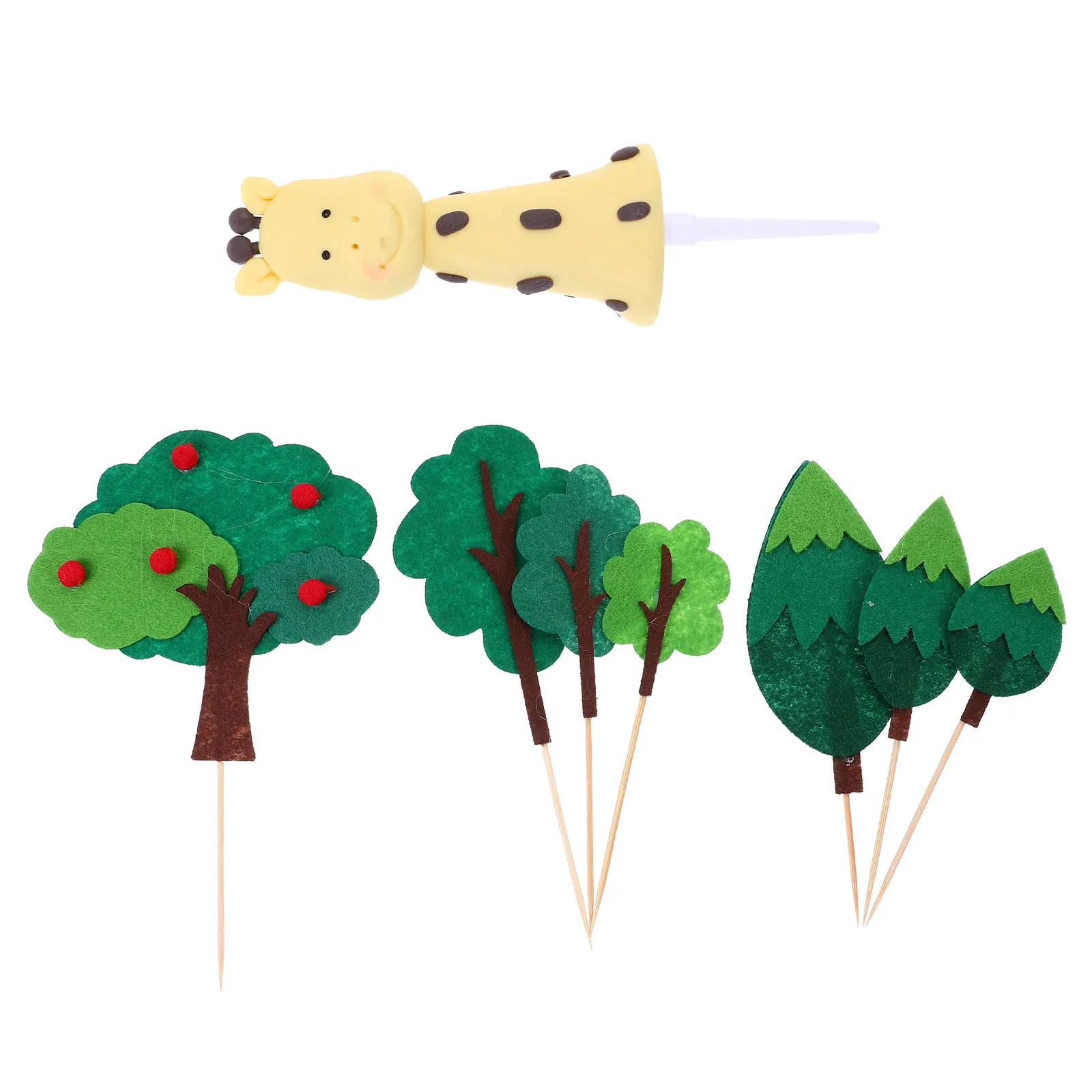 1Set Cake Toppers Lightweight Felt Animal Cupcake Picks with Bamboo Stems Perfect for Cupcakes Donuts Birthday Cakes