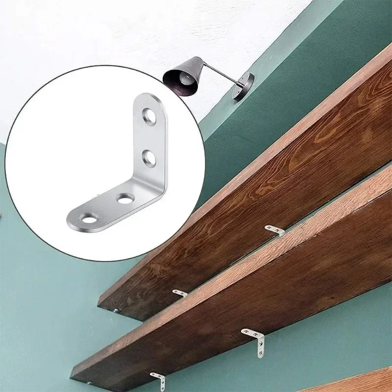 6Pcs 90 Degree Angle Corner Brackets Stainless Steel Corner Brace Fastener Wall Brackets Hanger for Shelves,Table,Chair
