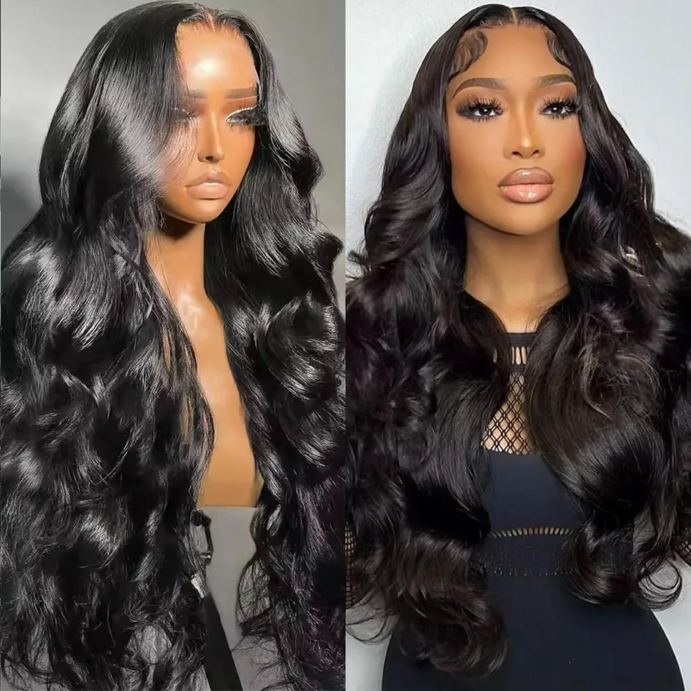 200%密度 13x4 ボディウェーブ レースフロントウィッグ 生え際処理済み 13x6 HD透明レースフロントウィッグ 100%人毛 女性用 36インチ