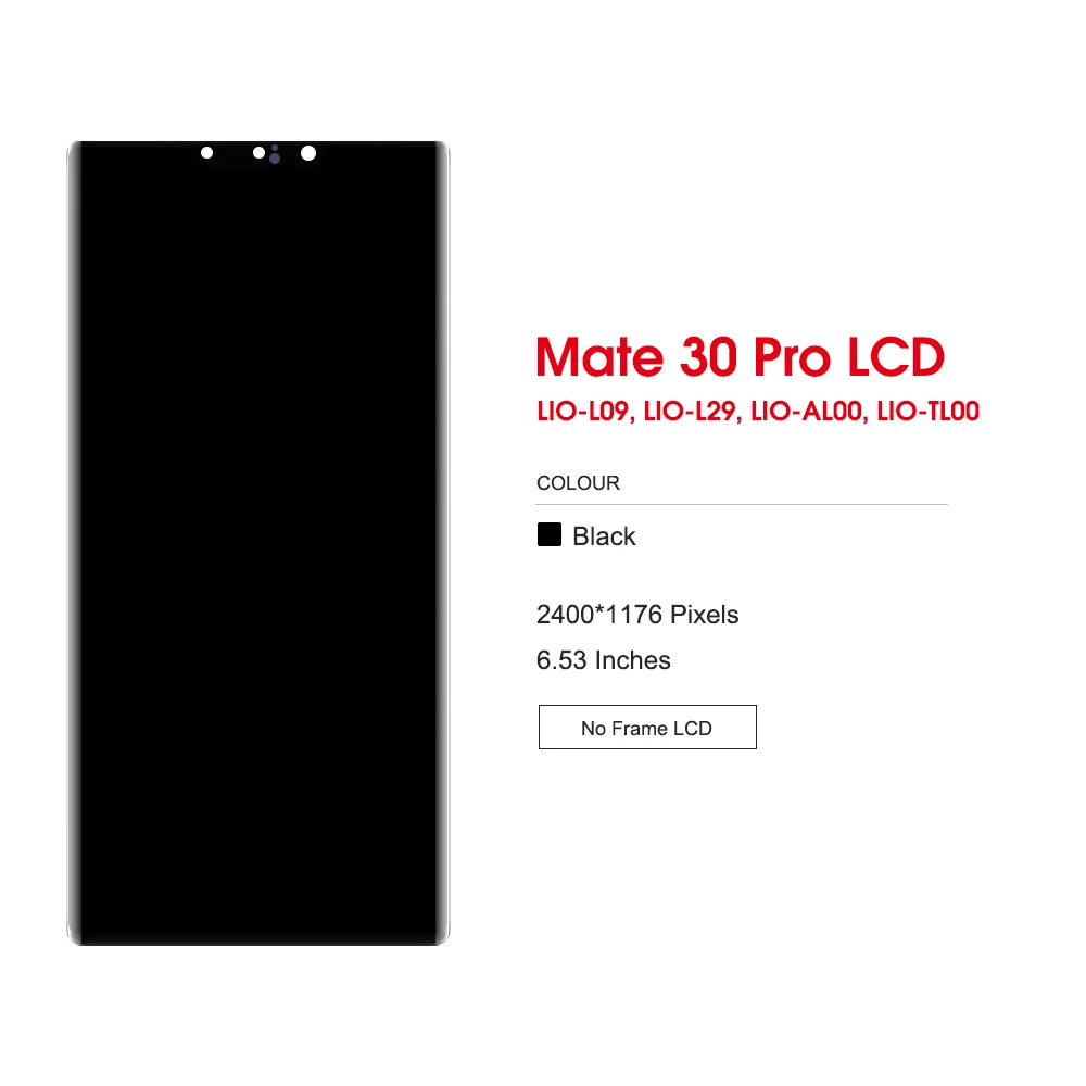 6.53\'\' OLED For Huawei mate 30 pro 5G LCD LIO-L09 L29 AL00 TL00 Display Touch Screen Digitizer Assembly Mate30 pro Display