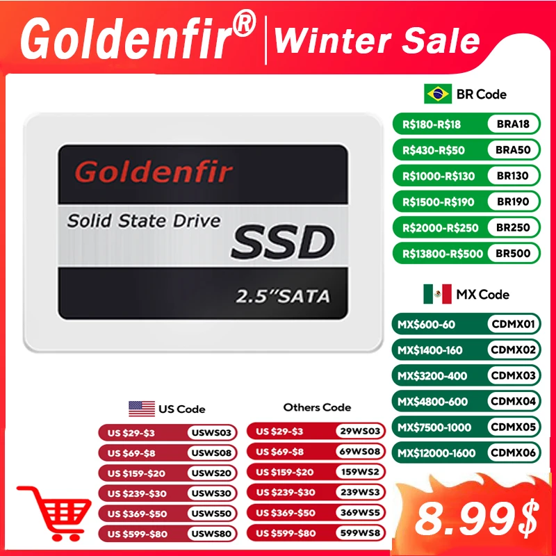 Goldenfir SSD 120GB 250GB 500GB 960GB SSD 2.5 Hard Drive Disk Disc Solid State Disks 2.5 