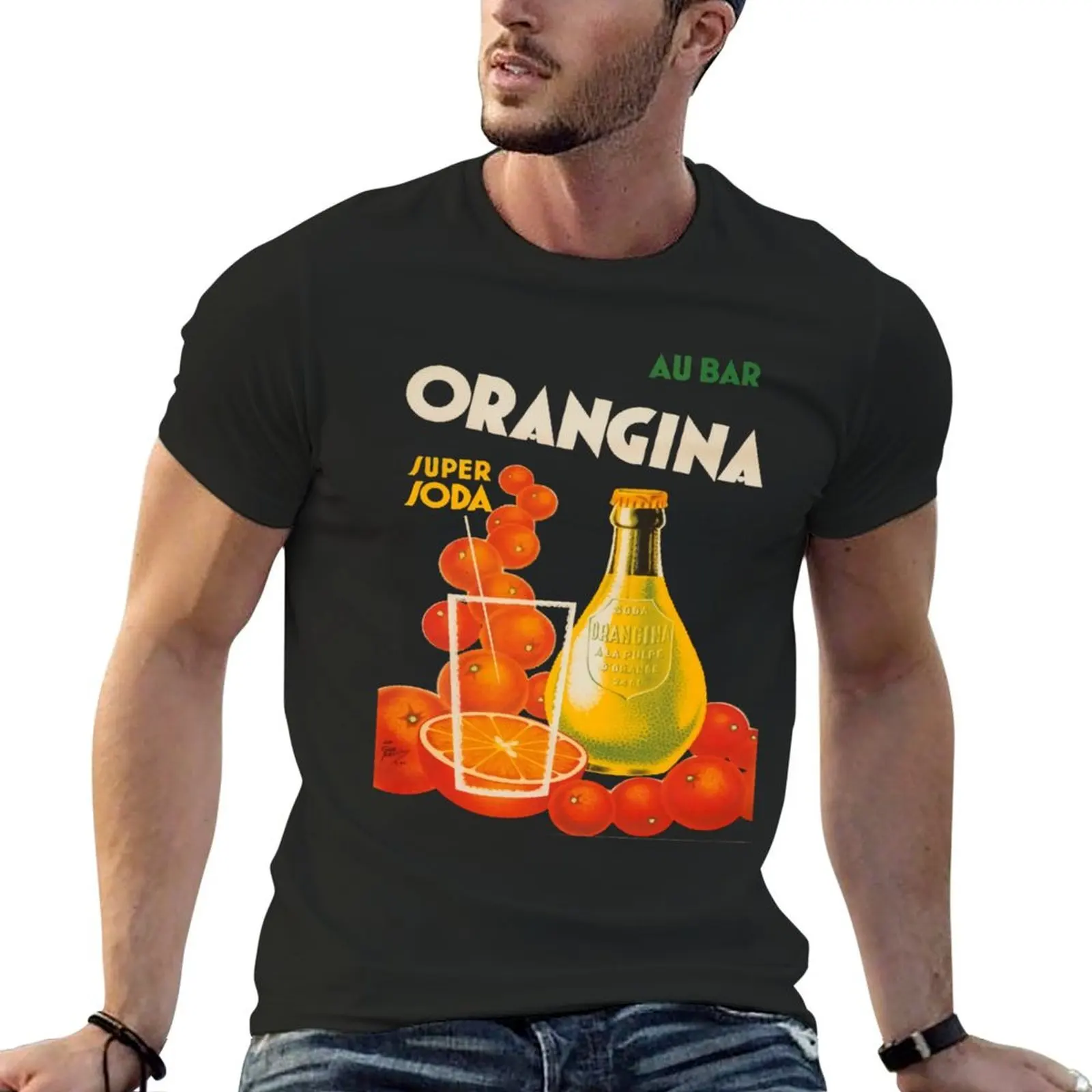 

Cocktail Poster Orangina Super Soda Au Bar T-Shirt oversizeds anime t shirts cute tops men t shirts