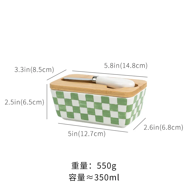 Idyllic ceramic butter box with knife and lid American home kitchen storage box Cross-border cheese storage box