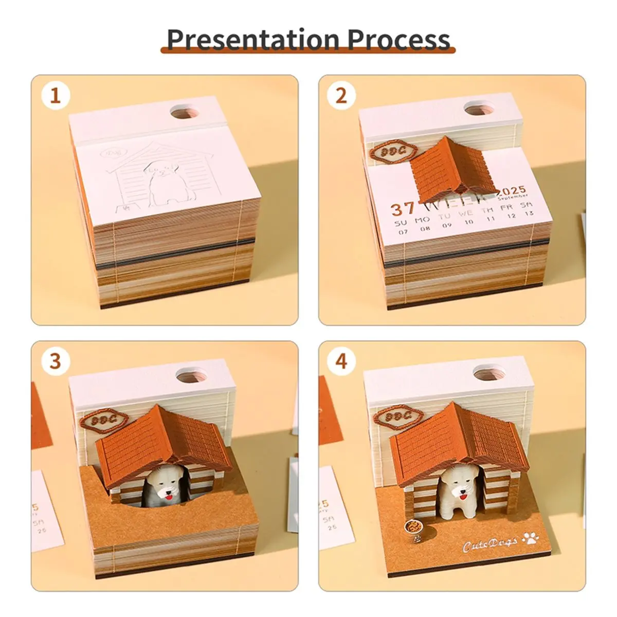 

Настольный календарь-блокнот ABPP 3D Artistic 2026 с нелипкими листами для заметок, канцелярские принадлежности для рабочего стола