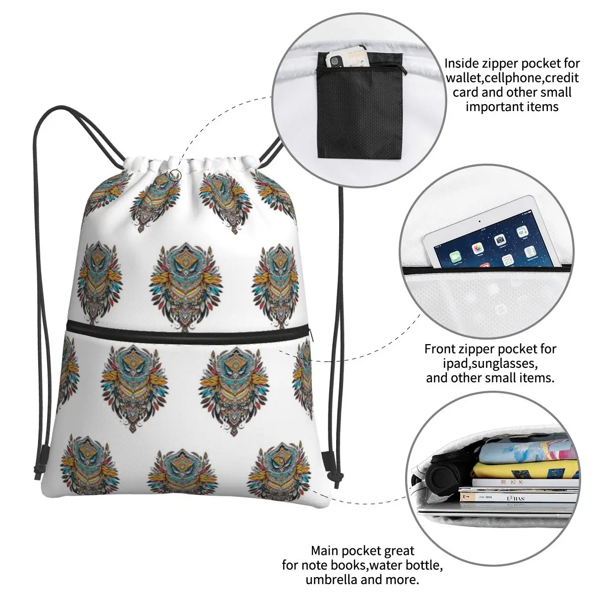 Рюкзаки Tribal Echoes Of Nordic с металлическими скульптурами, повседневные портативные сумки на шнурке, спортивная сумка, сумки для книг для путешествий, школы