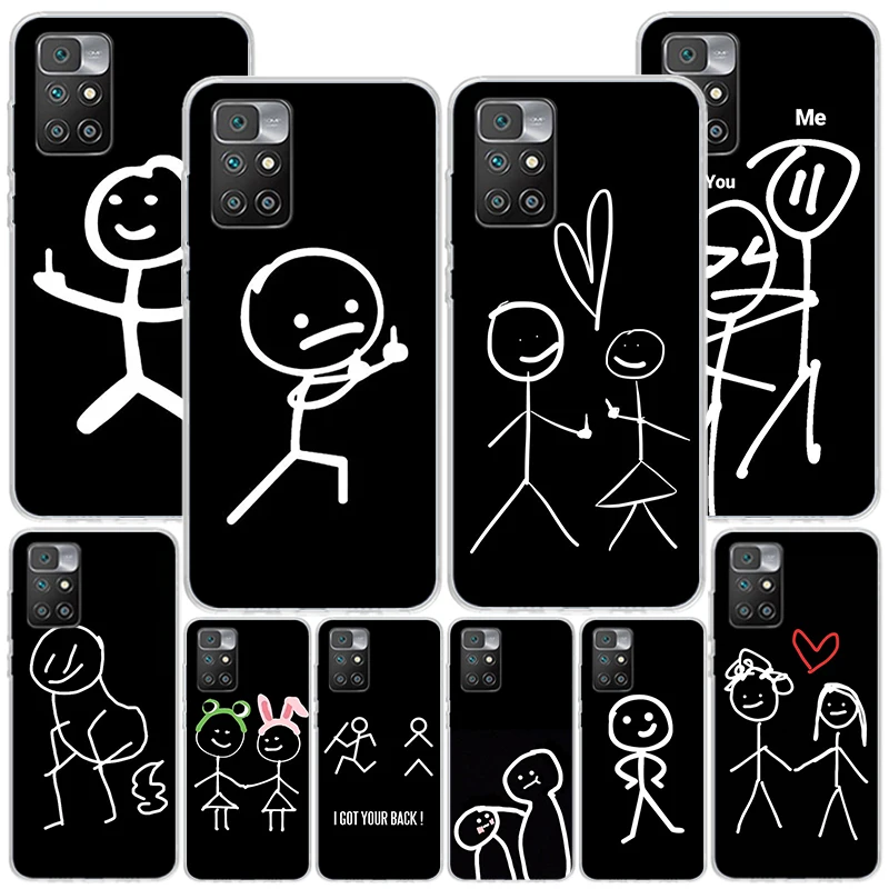 Cartoon Stickman Matchman Phnoe Case for Xiaomi Redmi 12 12C 10 10A 10C 10X 9 9A 9C 9T 8 8A 7 7A 6 6A S2 K20 Pro K40 Unique Cove