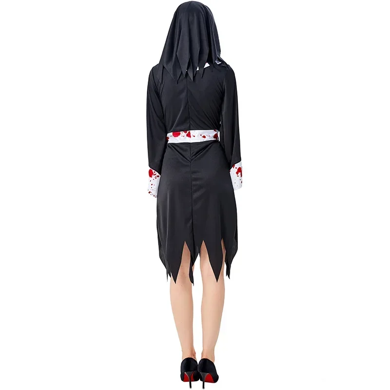 Bloody Nun Costume Cosplay For Adult Halloween Costume For Women Scary Monastery Nun Suit Carnival Party Dress Up