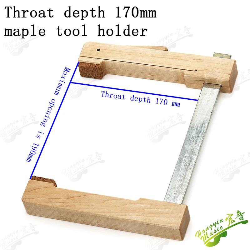 HUATOOL Hartes Ahornholz Eisen Deep Throat Klemme für Gitarre Cello Violine Brücke F-Form Holzbefestigung Holzarbeiten – Detail 23