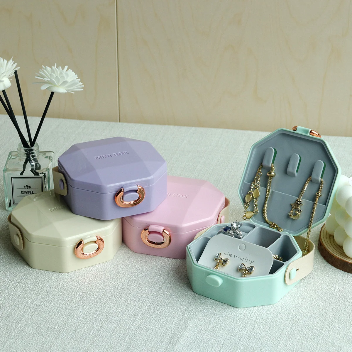 Mini Jewelry Organizer, Portable Jewelry Storage Box, Earring Necklace Ring Storage