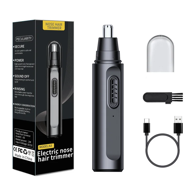 

Триммер для волос в носу для мужчин, электрический триммер для носа, перезаряжаемая бритва для носа, металлическая эпиляция в носу