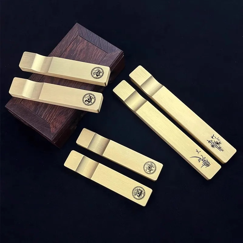 1PCS Solid Brass Paper Weight & Brush Rest - Plum/Orchid/Bamboo/Chrysanthemum Series Art Supplies