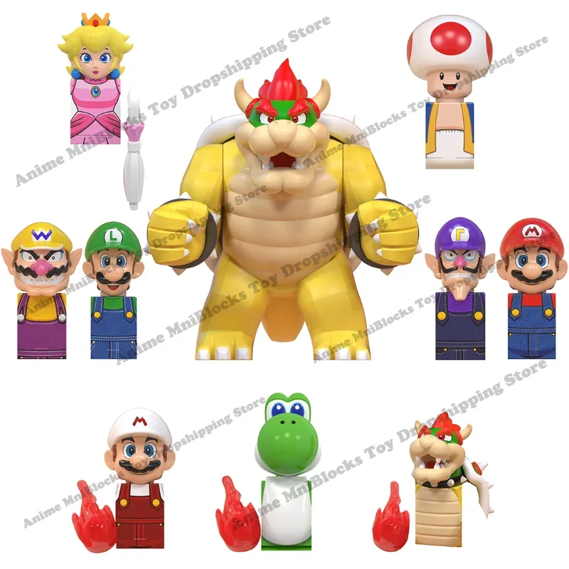 WM Blocks WM6103 Japanese Games Super Bros Anime Cartoon Bricks Dolls Luigi Yoshi Mini Action Toy Figura Building Blocks Gifts