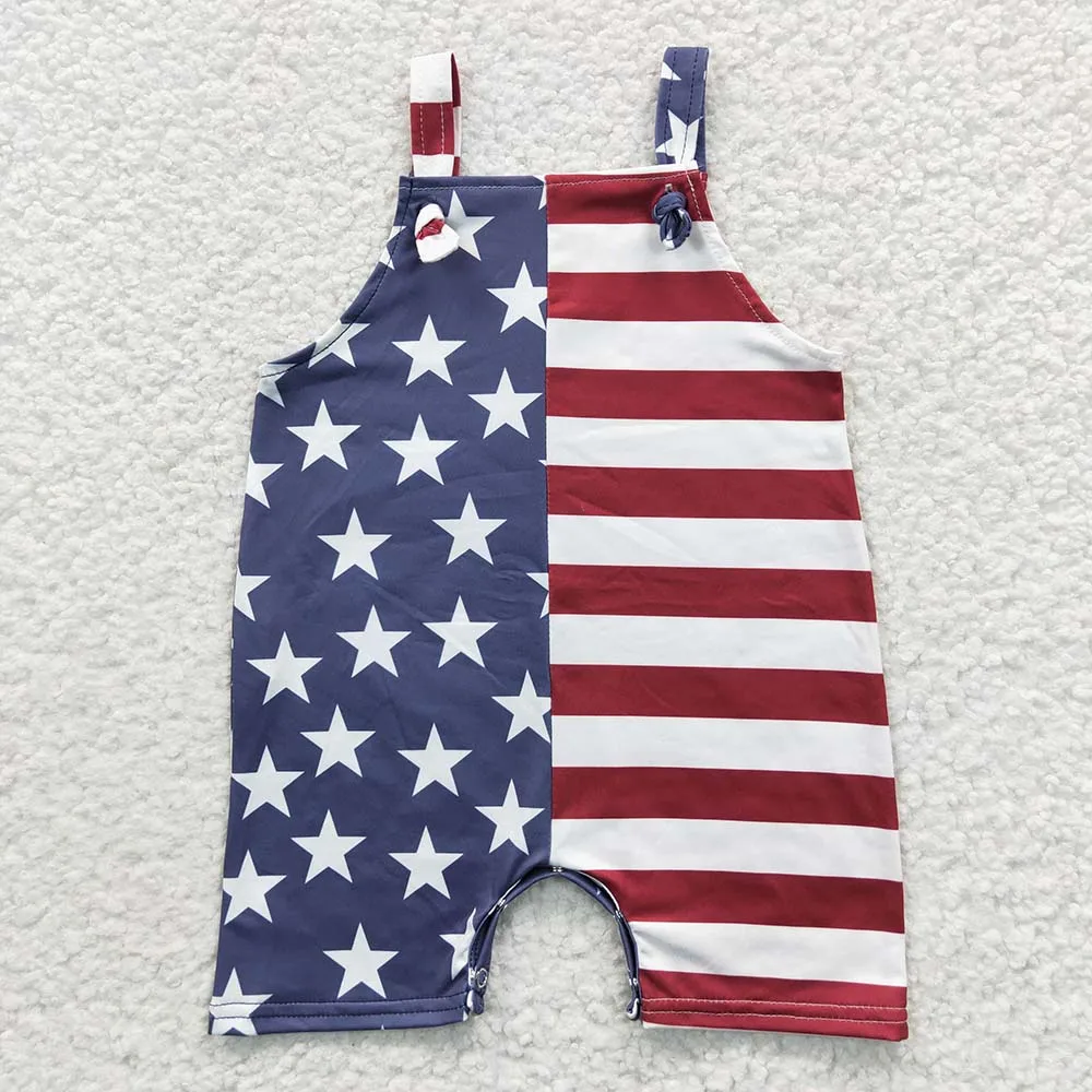 

Newborn July 4th Romper Suspender Star Striped Jumpsuit Toddler Kid Children Independence Baby Boy Overall Sleeveless One-piece