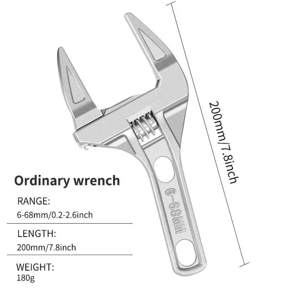 Universal Sanitary Wrench Tool Live Mouth Short Handle Adjustable Large Opening Wrench Kitchen Bathroom Wrench Multifunctional