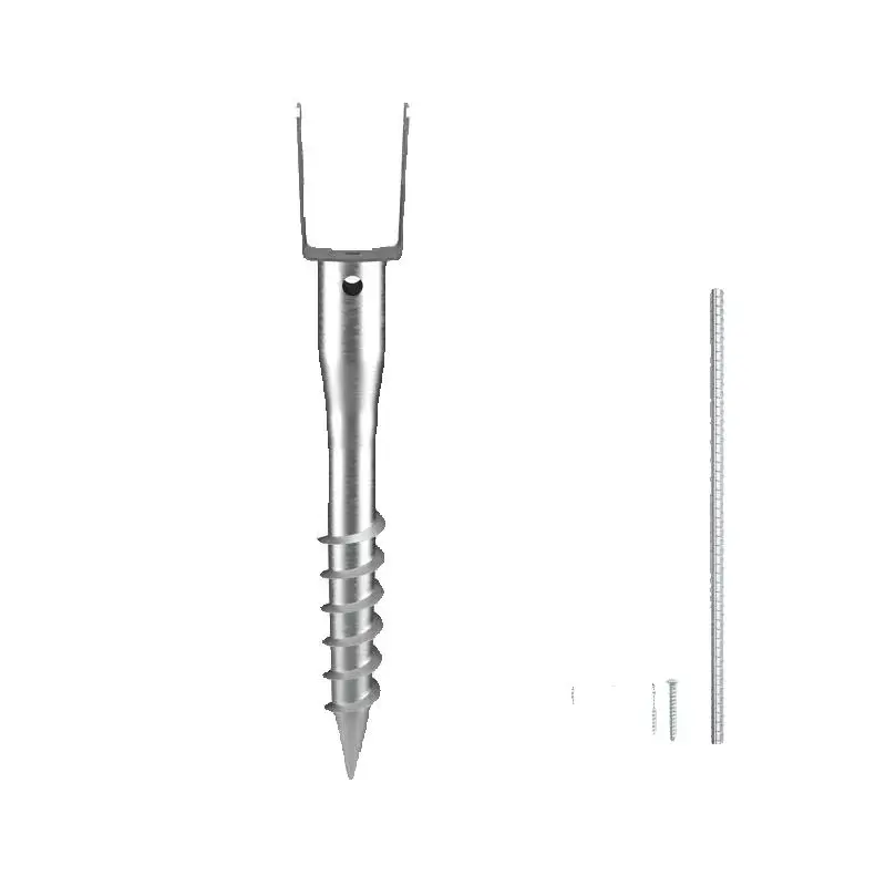 SucceBuy No Dig Ground Anchor 1Pcs 3.94 x 2.76 x 27.56 in DIY Screw in Post Stake Includes 6 Lag Bolts & a Rebar U-Shape Holder