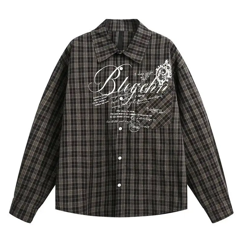 Fashion Plaid Pocket Long Sleeve Shirt Men's Casual Turn Down Collar Loose Cardigan Shirts 2026 Spring New 2C4UP