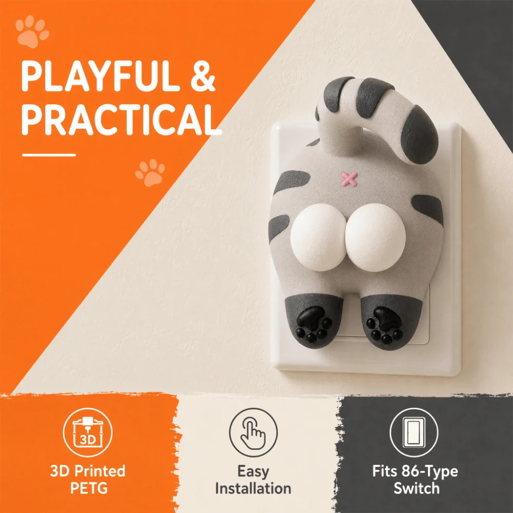 Creative Light Switch Guard Covers Cat Self-Adhesive Joystick Switch Stickers 3D Printed Decorative Console-shaped Switch Cover