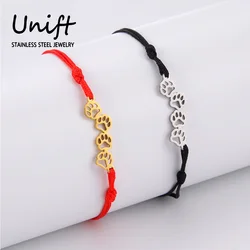 Unift Cat Dog Bear Paw Charm Lucky String Bracelet Red Rope Bracelets For Women Men Couples Handmade 2024 Trend Fashion Jewelry