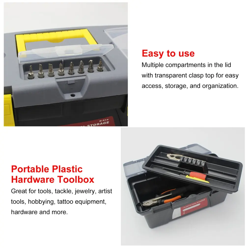 S/M/L Portable Plastic Hardware Toolbox Household Multifunction Maintenance Toolbox Car Storage Box Anti-Fall Box Tool Case