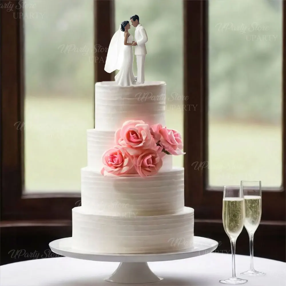 Hochzeitstorte Topper Romantische Paar Statue Braut und Bräutigam Figuren für Kuchen Dekorationen Verlobung Hochzeit Party Dekor Gastgeschenk – Detail 4