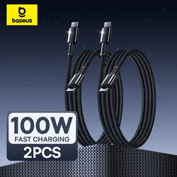 Baseus 2Packs 100W USB C to USB Type C Cable For iPhone 16 15 Quick Charge 4.0 Wire for Xiaomi Fast Charger for MacBook iPad Pro