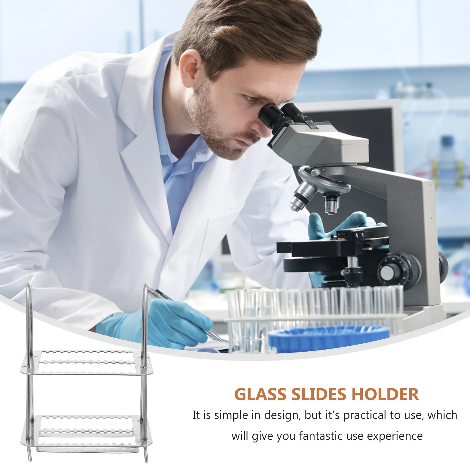 

26 Positions Stainless Steel Glass Slides Holder Sturdy Lab Organizer Space Saver Microscope Slides Rack Staining Rack