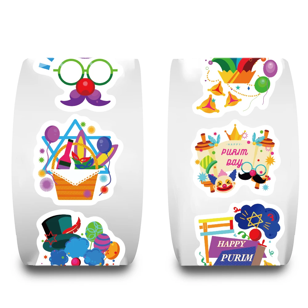 500Pcs/roll Purim Stickers Aesthetic Motorcycle Phone Home Decoration Gift Wrapping Bicycle Graffiti Waterproof Design Sticker