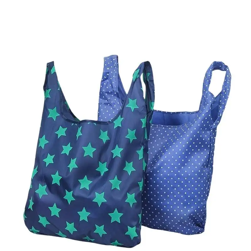 Foldable Reusable Shopping Bags Large Capacity Thick Durable Cute Print For Grocery Shopping Travel
