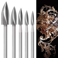 5PCS Wood Carving Engraving Drill Bit Set HSS Engraving Drill Bit For Woodworking Carbide Grinding Tool Milling Grinder Burr