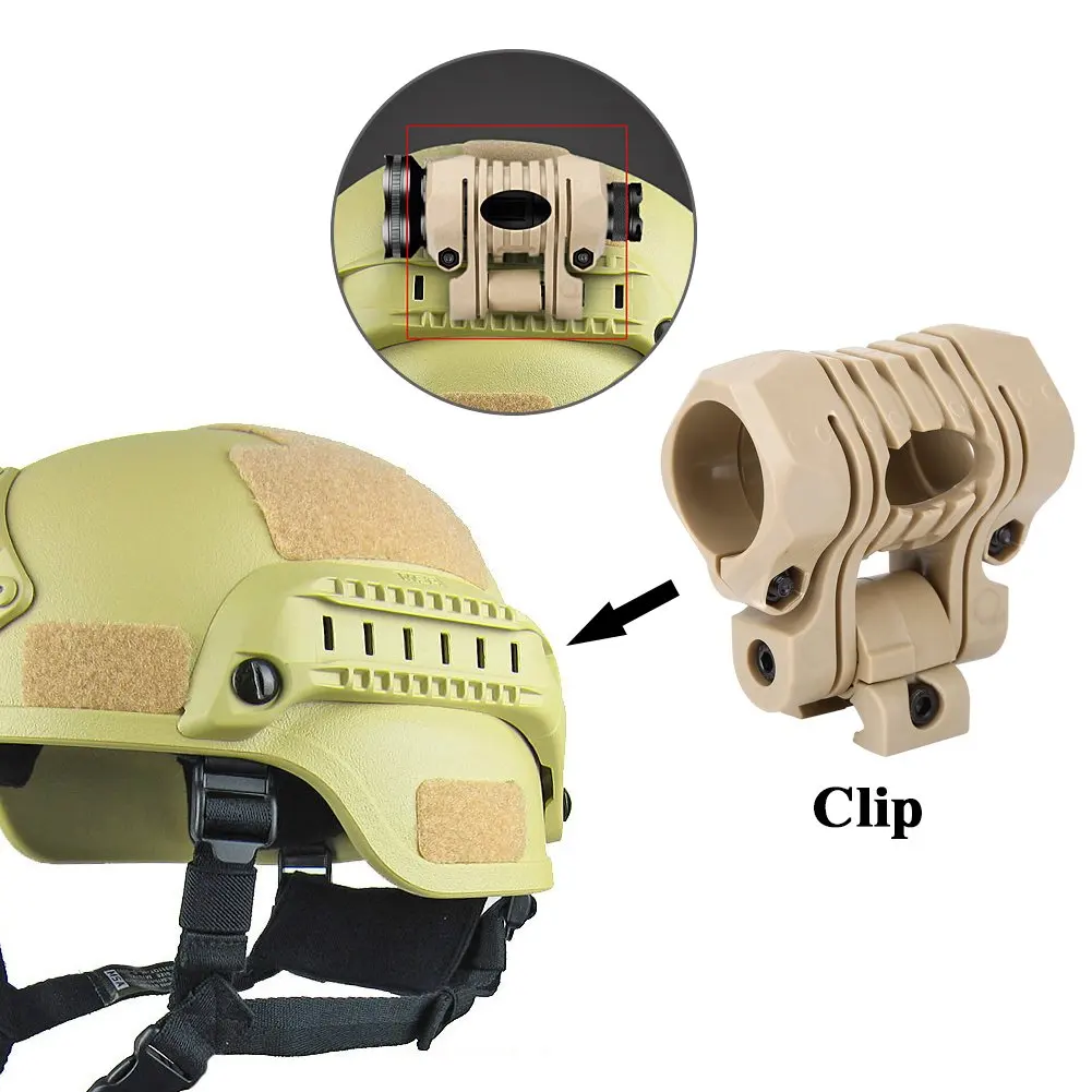 JOAXOR 25mm Diameter Led Flashlight Clip Tactical Helmet Accessories Mount Holder for 20mm Flashlight Rail With Wrench