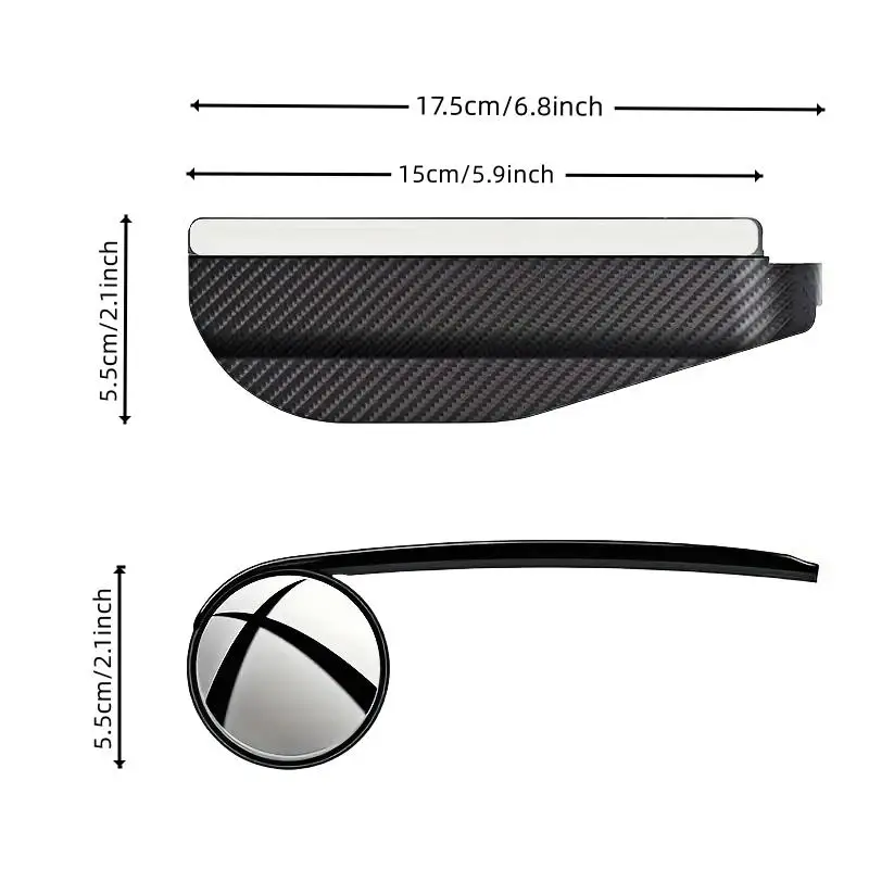 Car Mounted Multifunctional Reversing Device, Rearview Mirror with Rain Eyebrows, Small Round Mirror Integrated with Rain Proof