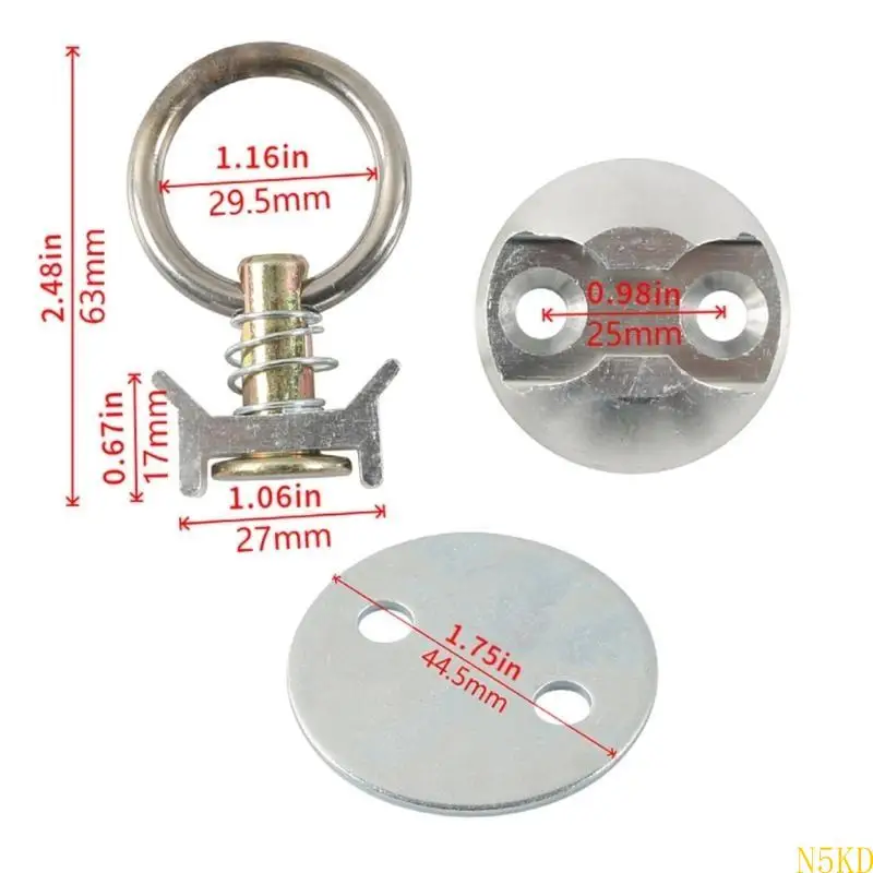 

N5KD 4 Sets Round Tie Down Anchors Point Tie Down System for Truck Beds to Tie Down ATV Snowmobile L Track Tie Down