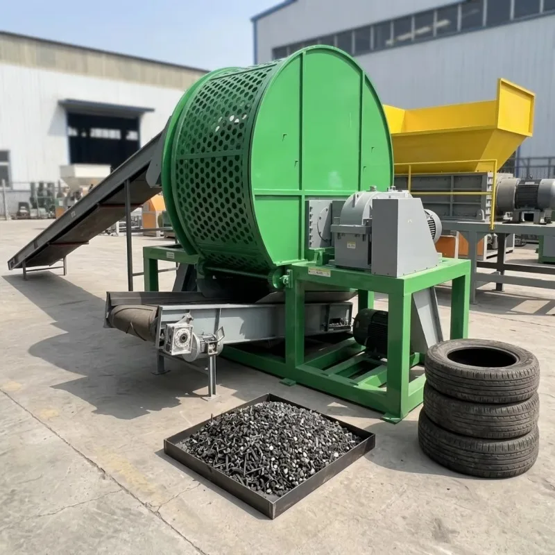 Automatic Anti-jamming Rubber Tire Shredder Twin Shaft Shredder Machine Durable For Scrap Vehicle Tire Waste Crushing Plant