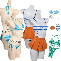 Anime Nami Cosplay kostium kąpielowy seksowne Bikini bielizna dla dorosłych kobiet kombinezon plażowy spódnica stroje Halloween karnawał kostium imprezowy