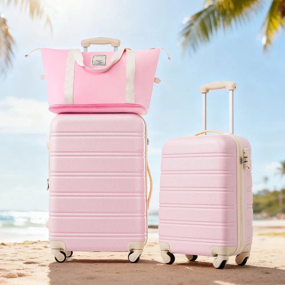

Hardshell 2 Piece Luggage Set With Bag Carry On Suitcase TSA Lock Spinner Wheels Lightweight 20/24 Inch