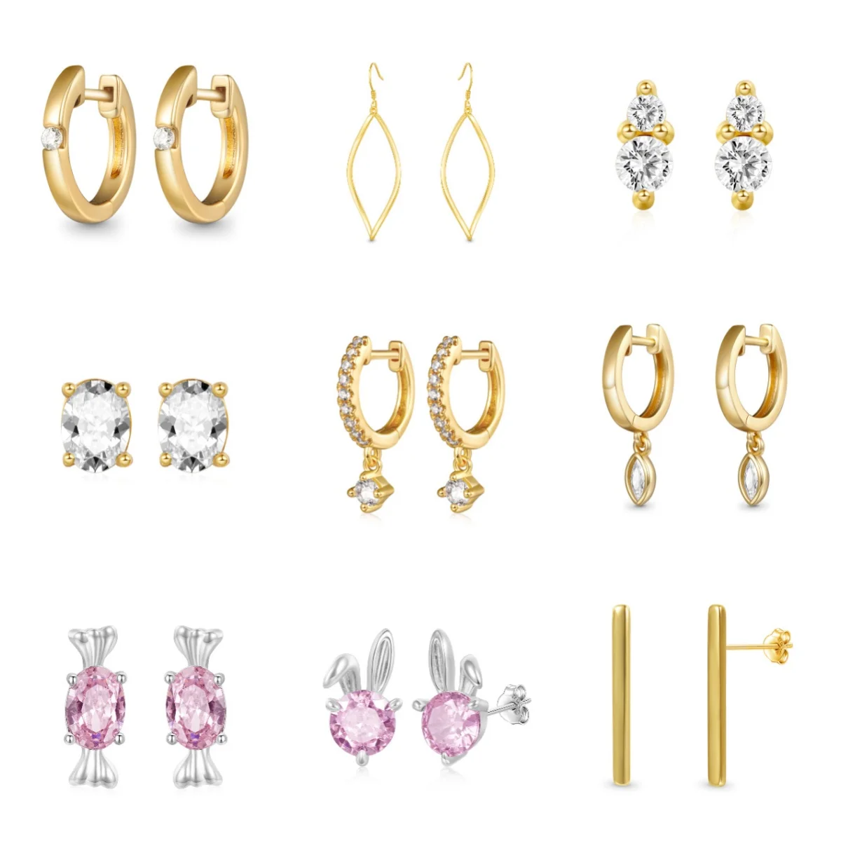 

925 Silver Simple Purple Diamond Earrings Fashion Classic Earrings Accessories Earrings