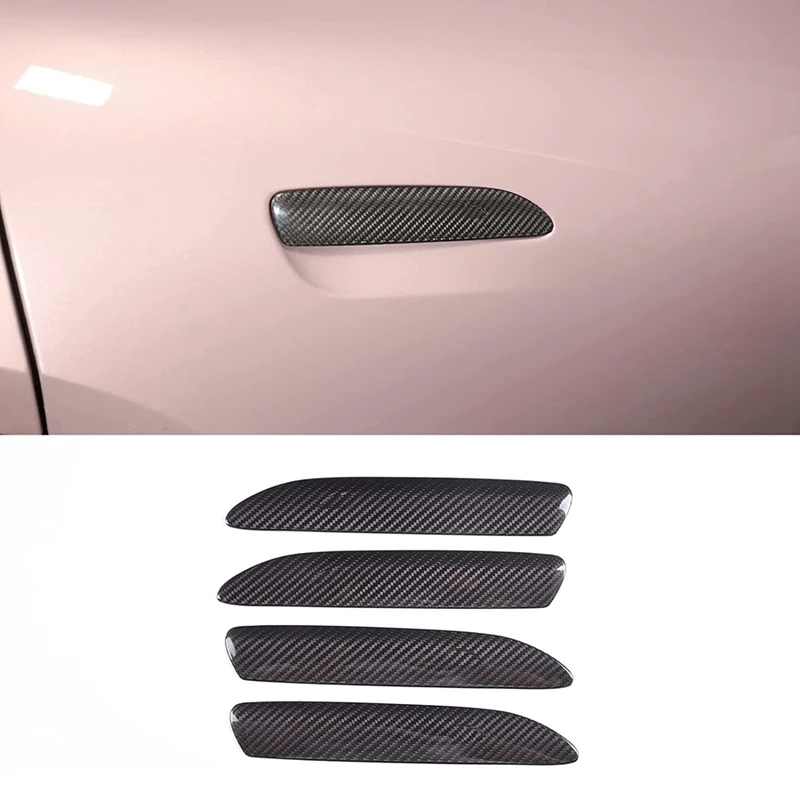 For Porsche Taycan 2019-2022 Dry Carbon Fiber Car Exterior Door Handle Cover Trim Accessories, 4PCS