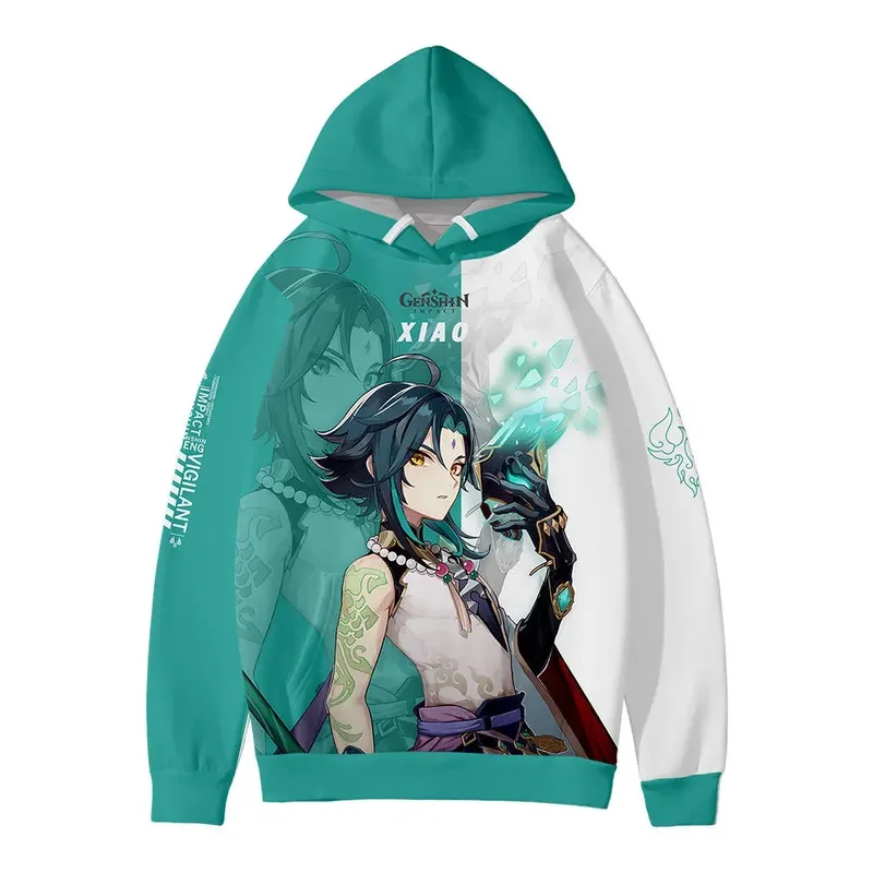 Spiel Genshin Impact Wriothesley Hoodie Wriothesley Cosplay Kostüm Unisex 3D-gedruckter Totenkopf-Kapuzenmantel für Frühling und Herbst