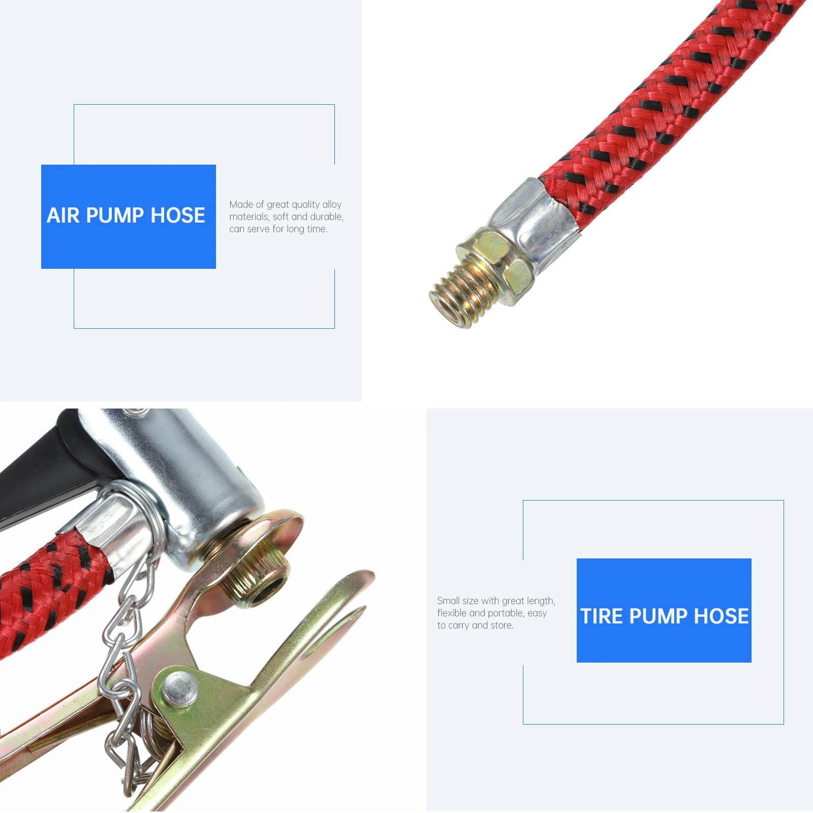 

2Pcs Bicycle Pump Extension Tube Air Hose Tire Inflator Bike Tools Durable Alloy For Bikes Scooters Motorcycle Vehicles Portable