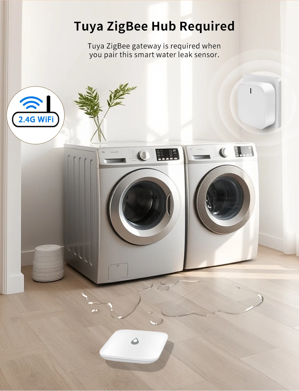 Kompakter Intelligenter Wasserleck-Sensor ZigBee Smart Leckage-Detektor Alarm Unterstützt Tuya/Home Assistant/eWeLink für Smart Home Sicherheit – Detail 6