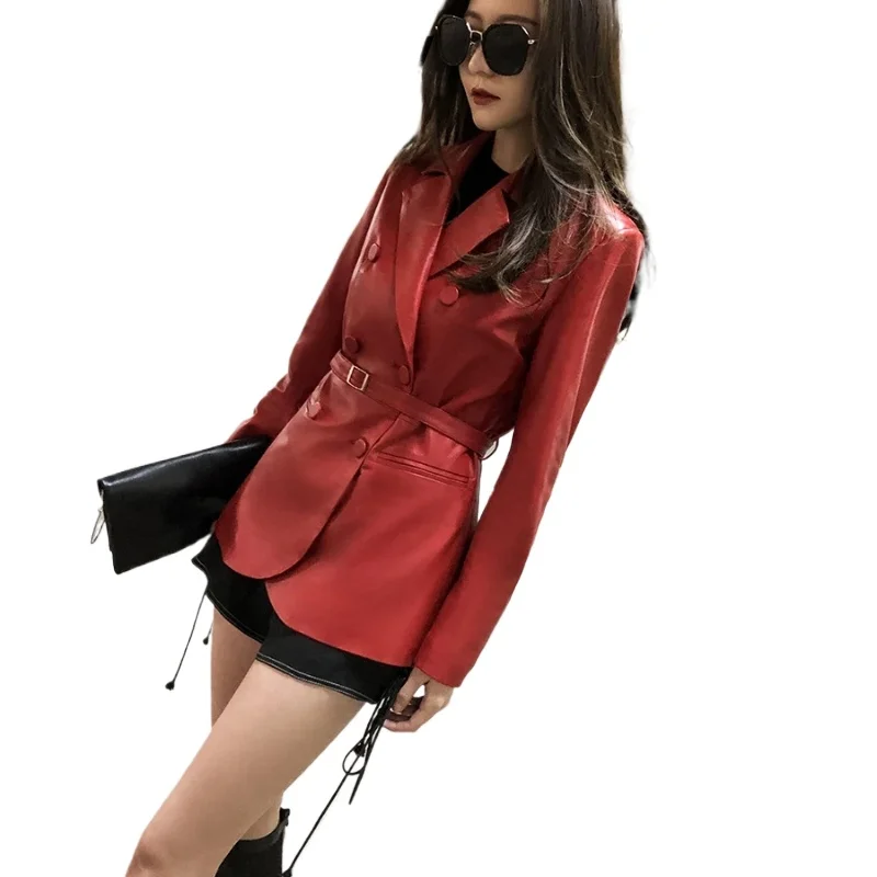 Genuine Leather Jacket Women New Spring Autumn Slim Real Sheepskin Jackets Women Elegant Leather Coat Streetwear Casaco Feminino