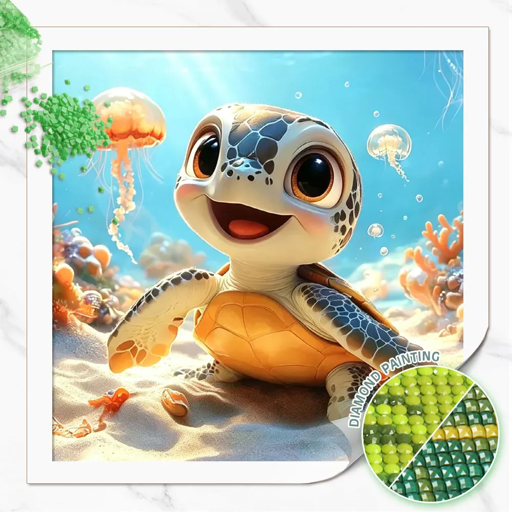 Huacan Neuheiten 2026 Diamantmalerei Unterwasser-Cartoon-Schildkröte Diamantstickerei Tierkunst Handgemachtes Geschenk