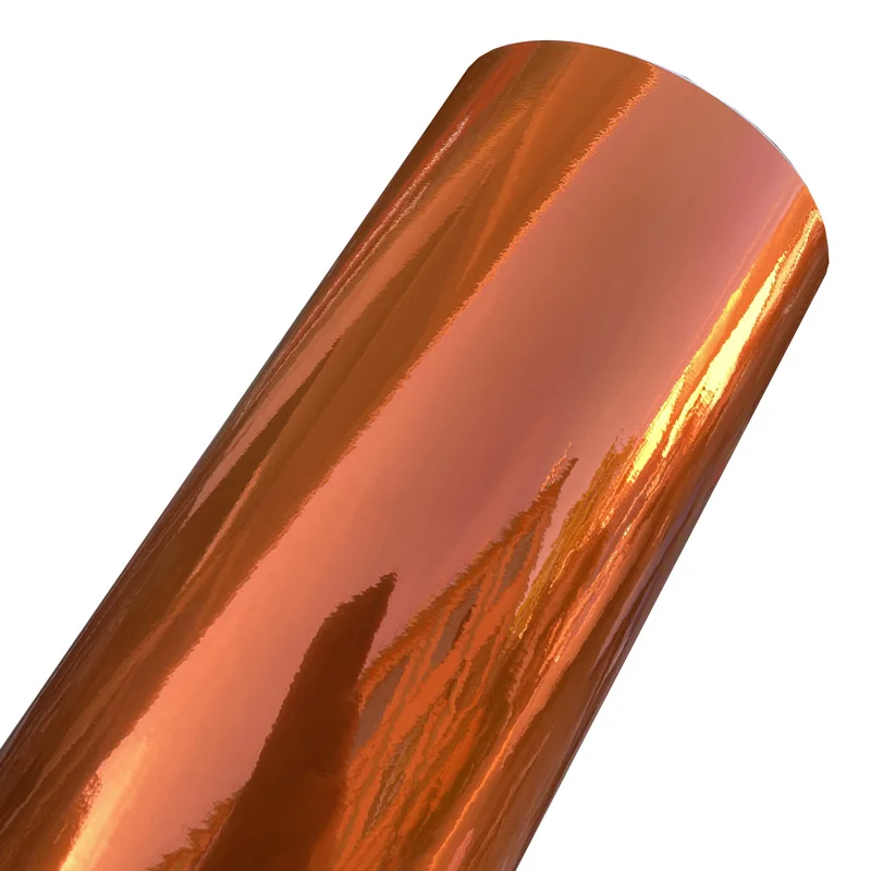 Premium Stretchable Chrome Mirror Orange Vinyl Wrap Film Self Adhesive Car Decal Wrapping with Air Release